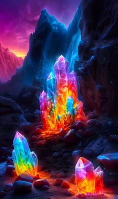 an image of some rocks that are glowing in the dark