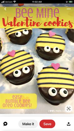 an advertisement for bee mine valentine cookies