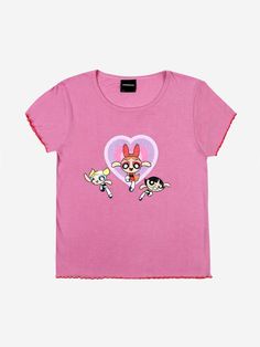 Heart Lettuce Hem Baby Tee - The Powerpuff Girls | DUMBGOOD Powerpuff Girls Heart, Star Wars Plush, Kawaii Outfits, Pug Shirt, Honey Face, Girls Heart, Wardrobe Clothes, Lettuce Hem, The Powerpuff Girls