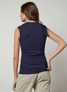 ESTINA TANK | ESTINA, ESTINA05 model is 5’11” / 33” bust / 24” waist / 35 ½” hips made in peru machine wash 93% cotton 7% elastane scoop neck sleeveless thin fabric long torso An absolute favorite laid-back tank is crafted in a super soft, gauzy whisper. It's lovely low-scoop-neck and cropped sleeves make it the most wearable tank in town. Cropped Sleeves, Timeless Luxury, Jumpsuit Skirt, Shopping Event, Back Jewelry, Long Torso, Flat Sneakers, Event Styling, Blazer Dress