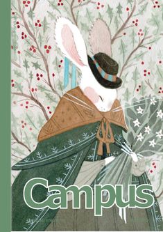 an illustration of a woman in a dress and hat with the words campus on it