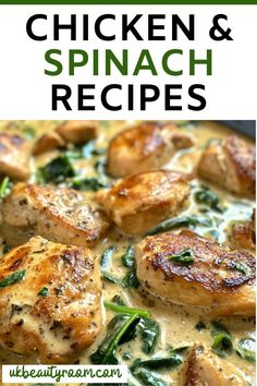 chicken and spinach recipe in a skillet