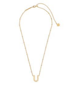 No need to spell it out...The Letter U Pendant Necklace in Gold is sure to be a new favorite. Featuring your initial, or your bestie's, or your crush's (we won't tell), wear a personalized reminder designed with our signature etched detail. Letter U, Letter Pendants, Kendra Scott, Initials, Mothers Day, Gold Necklace, Pendant Necklace, Pendant, Gold