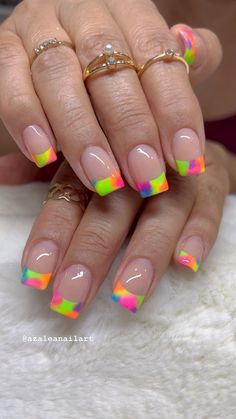 Classy Gel Nails, Rainbow Nail Art Designs, Birthday Nail Art, Shellac Nail Designs, Coco Nails, Palm Nails, Colored Nail Tips, Rainbow Nail Art, Cute Nail Colors