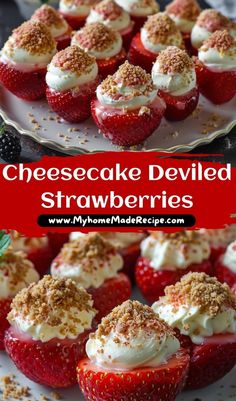 cheesecake deviled strawberries with whipped cream on top