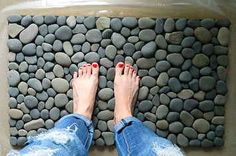 four different pictures with rocks and the words diy written on them, including one person's feet