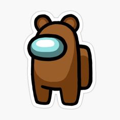 a brown bear sticker with an eye patch on it's forehead and nose