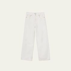 AGOLDE wide-leg jeans in white non-stretch denim  Five-pocket style Low rise Relaxed, baggy fit Full length Button/zip fly; belt loops Cotton Imported Baggy Jeans, Baggy Fits, Wide Leg Jeans, Stretch Denim, Leg Jeans, White Jeans, Low Rise, Full Length, Tops Designs