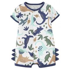 Dress Up Your Little Boy In This Adorable Carter's One-Piece Romper Outfit! Featuring 3d Dinosaur Scales On The Sides, And Snap-Up Closure, This Outfit Is Perfect For Playtime Or A Day Out. Made Of 100% Cotton Knit Fabric, It Is Soft And Comfortable For Your Baby's Delicate Skin. The Multicolor Romper Is Suitable For A 6-Month-Old Baby Boy And Is Part Of The Dinosaur Theme, Which Adds A Fun Touch To The Outfit. Get Your Hands On This Brand New, Never-Been-Worn Outfit Set Now! Cotton Onesie With Dinosaur Print For Playtime, White Cotton Onesie With Dinosaur Print, Playful Dinosaur Print Onesie For Playwear, Cute Fitted Dinosaur Print Onesie, Summer White Onesie With Character Print, White Character Print Onesie For Summer, Cotton Onesie With Dinosaur Print For Summer, Casual Dinosaur Print Onesie For Playtime, Summer Cotton Onesie With Dinosaur Print