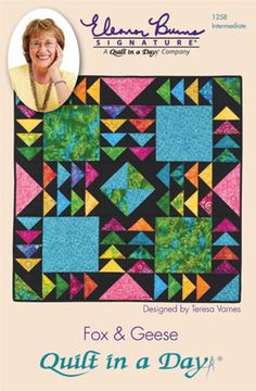 the cover of quilt in a day featuring a woman's face and an image of a