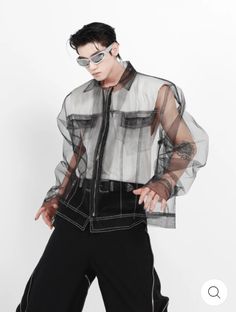 Transparent Clothing, High Fashion Men, Punk Shirt, Look Festival, Mesh Jacket, High Heel Sneakers, Hoodie Cardigan, Futuristic Fashion, Denim Tote