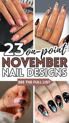 November Nail Ideas, November Nail Art, Easy Fall Nail Designs, Brown Fall Nails, November Nail, Chic Nail Designs, Winter Manicure, Elegant Nail Art