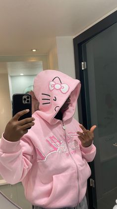 Hello Kitty Jumper, Kawaii Streetwear Hoodie With Letter Print, Pink Harajuku Hoodie With Drawstring, Pink Cartoon Print Hoodie For Streetwear, Pink Kawaii Hoodie With Drawstring Hood, Pink Kawaii Hoodie With Letter Print, Pink Kawaii Sweatshirt With Drawstring Hood, Hello Kitty Print Long Sleeve Hoodie For Streetwear, Trendy Pink Hoodie With Pockets