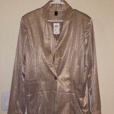 Pink Glitter Blazer Size L Never Worn New With Tags Long Sleeve Glitter Outerwear For Party Season, Glitter Long Sleeve Outerwear For Night Out, Glitter Outerwear For Fall Party, Fall Party Outerwear With Glitter, Spring Outerwear With Glitter For Night Out, Glitter Outerwear For Party Season Night Out, Glitter Outerwear For Party Season And Night Out, Glitter Outerwear For Night Out And Party Season, Glitter Long Sleeve Outerwear For Spring