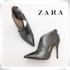 New No Box Zara Metallic Gray Leather Ankle Bootie Heel. New With Tags Authentic 4 Inch Heel Upper: Leather High Quality Back Zipper Closure Color: Metallic Dark Gray Chic Silver Heels For Fall, Chic Metallic Silver Leather Heels, Silver Ankle-high Heels For Night Out, Silver Pointed Toe Heels For Fall, Elegant Silver Heels For Fall, Zara Silver High Heels, Silver Ankle Boot Heels For Fall, Silver Ankle Boot Heels For Formal Occasions, Silver Ankle-high Elegant Heels