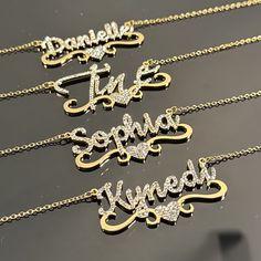 Diamond Name Necklace, Bling Name Necklace, Gold Name Necklace, Personalized Necklace, Custom Necklace , Script Name Necklace, Gift for Her . . . . . . . . . . . . . . . . . . . . . . . . . . . . . . . . .  * Product Description ♡ :  The Diamond Name Necklace is a stunning and dazzling accessory that celebrates the beauty of personalization. Crafted with the finest precious metals and set with a stunning array of sparkling diamonds, this necklace features a custom-engraved nameplate that shines Personalized Pendant Charm Necklaces For Party, Personalized Pendant Charm Necklace For Party, Personalized Pendant Name Necklace For Party, Personalized Nameplate Necklaces For Parties, Personalized Nameplate Necklace For Party, Customizable Necklaces For Mother's Day Party, Gold Necklace For Halloween Party, Custom Name Pendant Necklace For Party, Customized Name Necklace Pendant