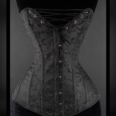 Brand New. Black Brocade Steel Boned Corset With A Great Black Brocade Material. The Corset Has Lacing In The Front So You Can Adjust How Much Cleavage You Want To Show. I Ordered The Wrong Size And It Was Too Much Of A Hassle To Return. I Posted A Picture Of A Sizing Chart For Your Assistance. This Is A Size 30. Waist Size Should Be 81-86 Cm Or 32-34inches. Elegant Black Corset For Wedding, Elegant Black Wedding Corset, Elegant Black Fitted Corset, Elegant Fitted Black Corset, Classic Black Fitted Corset, Classic Fitted Black Corset, Fitted Gothic Corset With Sweetheart Neckline, Black Vampire Style Overbust Corset, Gothic Fitted Overbust Bodice