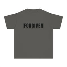 Express your faith with simplicity through our new t-shirt. Featuring the powerful word "Forgiven" in bold letters across the chest, enclosed within a clean, minimalist box, this design is both striking and meaningful. The straightforward design makes a clear and confident statement about your faith, perfect for wearing to church gatherings, fellowship events, or casual outings. Let your faith shine through with our new design, a stylish and heartfelt piece that speaks volumes. MATERIALS - COMFO Father And Son Shirts, Father Son Shirts, Bold Letters, Family Vacation Shirts, Inspirational Tees, Bachelorette Shirts, Christian Shirt, Adulting Shirts, Vacation Shirts