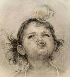 Portrait Au Crayon, Charcoal Art, Blowing Bubbles, Portrait Sketches, Pencil Art Drawings, Pencil Portrait, Charcoal Drawing, Anatomy Art, 인물 사진