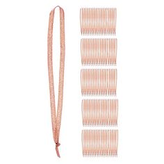 two pink combs are next to each other on a white background and one is long