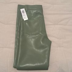 Wilfred Melina Leather Pants. Sage Green Size 00 Spring Workwear Green Leather Pants, Green Leather Pants For Spring Workwear, Spring Green Leather Pants, Fitted Green Leather Straight Leg Pants, Chic Green Leather Pants For Spring, Trendy Green Straight Leg Leather Pants, Fitted Green Pants With Five Pockets, Chic Fitted Green Leather Pants, Spring Fitted Bottoms New With Tags