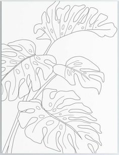 a black and white drawing of leaves