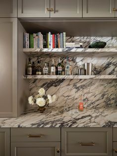 Calacatta viola countertops in an elevated butler's pantry