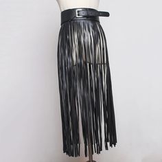 Nadine Faux Leather Tassel Skirt Belt Khaki Cardigan, Fringe Belt, Casual Punk, Tassel Skirt, Tassel Belt, Fringed Belt, Women's Belts, Belt Women, Fringe Skirt