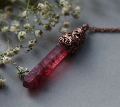 Frozen Blood Crystal Necklace, Healing Necklace, Copper Rustic Red Crystal Pendant, Healing Jewelry, Boho Crystal Necklace Crystal Necklace Healing, Witch Stuff, Boho Crystal, Healing Necklace, Healing Jewelry, Jewelry Boho, Red Crystals, Raw Crystal, Crystal Pendant