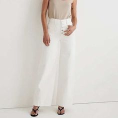 Madewell White Superwide Leg Jeans New With Tags Size W 29 Inseam 32” Length 44” 100% Cotton Chic White High-rise Wide Leg Pants, Chic White High Rise Wide Leg Pants, White High Rise Wide Leg Work Pants, White High Rise Wide Leg Pants With Relaxed Fit, Madewell Flare Jeans, Madewell Wide Leg Jeans, Madewell Black Jeans, Dark Wash Flare Jeans, Womens Cropped Jeans