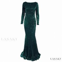 Lasaky - Sophisticated Beaded Mermaid Evening Dress for Glamorous Events Green Sequined Mermaid Dress For Evening, Glamorous Sequined Mermaid Dress For Banquet, Embellished Mermaid Dress For Formal Occasions, Embellished Fitted Mermaid Evening Dress, Elegant Mermaid Gown With Sequins, Embellished Fitted Green Mermaid Dress, Elegant Sequin Mermaid Dress For Banquet, Elegant Mermaid Evening Dress With Sequins, Elegant Formal Mermaid Sequin Dress