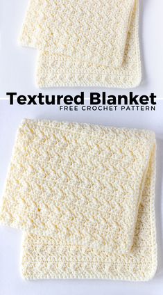 two crocheted blankets with text that reads textured blanket free crochet pattern