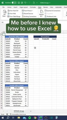 an excel spreadsheet with the text me before i knew how to use excel