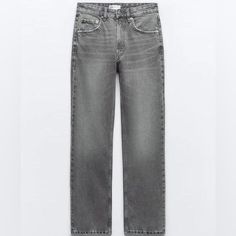 Brand New. Never Worn Size Usa 2, Eur 34 High Rise But Can Fit Mid Rise If Your Sizing Is A Lot Smaller, They Can Be Low Rise (Bought The Wrong Size By Accident) #Zara #Jeans #Gray Zara Jeans Low Rise, Gray Straight Leg Jeans, Zara Grey Jeans, Nike Initiator, Zara Straight Leg Jeans, Jean Zara, Dark Grey Jeans