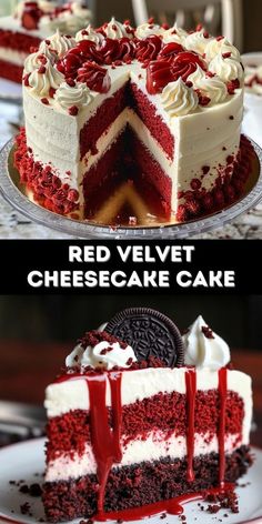 red velvet cheesecake cake with oreo cookies