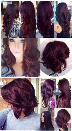 Pelo Color Vino, Wine Hair Color, Purple Hair Color, Woman Hairstyles, Wine Hair, Hair Color Burgundy, Color Locks, Hair Color Auburn, Red Highlights