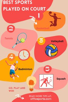 an info poster with different types of sports equipment and numbers on it's sides