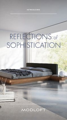 the cover of reflections of sophistication, featuring a bed in a room with large windows