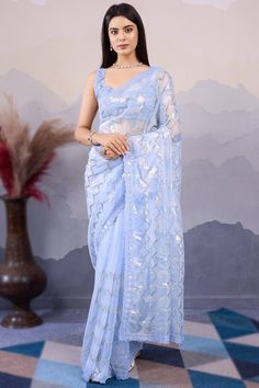 Enhance your ethnic charm by wearing this pastel dark blue net saree which makes you effortlessly fashionable.This sweetheart neckline and sleeveless blouse is accentuated with sequins, resham thread, and cutdana work.It is present with a net light weight saree in pastel dark blue color decorated using sequins, resham thread, and cutdana work.This saree blouse can be customised up to the maximum size available in inches 58 around the bust. Slight color variation may occur due to photographic reasons. Pastel Dark Blue, Contemporary Saree, Pastel Dark, Anarkali Suits Designer, Party Wear Sarees Online, Bridesmaid Saree, Bollywood Lehenga, Plus Size Gowns, Party Wear Saree