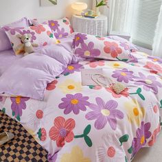 Pastel Harmony Floral Bedding | Aesthetic Room Decor Spring Bedding Sets, Heart Duvet Cover, Girls Bedding, Rabbit Bedding, Pillow Case Bed, King Size Bed Sheets, Bed Sheet Sizes, Kids Bedding Sets, Bed Springs