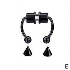 a pair of black ear hooks with metal fittings