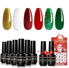 🎄What You Get: 6 x chirstmas gel polish winter colors + 1 x Base Coat and No Wipe Top Coat + 1 sticker gift, Winter Colors Forest Green Flame Red Snow White Glitter Gold, not only for the daily routine life but also for the party time. 🎅Low Odor: SnowDream gel polish kit is made from toxic-free ingredients so that it is safe and environmental, and has a low odor, with highly pigmented colors brings your manicure at home an amazing effect. Routine Life, Red Snow, Christmas Gel, Christmas Gel Nails, Cozy Fall Outfits, Kids Makeup, Toxic Free, Glitter Gold, Fall Outfits For Work