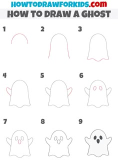 how to draw a ghost step by step instructions for children and adults in easy steps