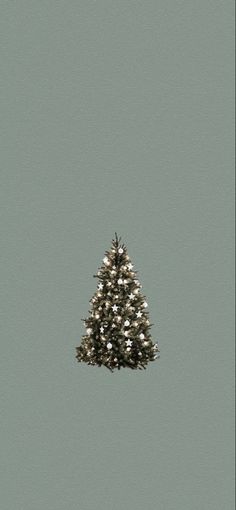 a small christmas tree in the middle of a gray sky