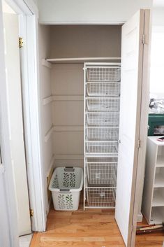 the closet is empty and ready to be used for storing items or other things in