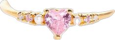 a pink stone and gold plated ring