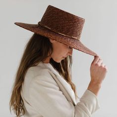 Capri Medium - Brown - GIGI PIP Gigi Pip, Womens Straw Hats, Wide Brim Straw Hat, Beads Style, Womens Fedora, Rancher Hat, Boater Hat, Straw Fedora, Halo Style