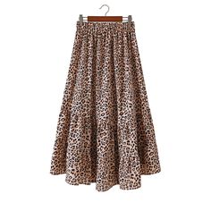 Leopard Ruffle Detail Irregual Hem Maxi Skirt Petticoat, Maxi Skirt, Skirt