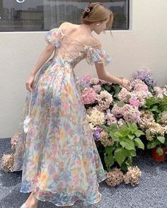 Trendy Fashion Womens Fashion Summer hubble-bubble sleeve Floral Dress Beach Holiday Long Dress, Women's Dresses Puff Sleeve Floral Dress, Gauze Bandage, Birthday Dress For Women, Cocktail Outfits, Birthday Dress Women, Dress Fairy, Skirts Long, Elegant Midi Dresses, Dress Birthday