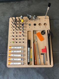 the tools are organized neatly and ready to be put into their own storage trays